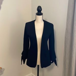 Olivia Moon black blazer with tie sleeve detail - Size XS